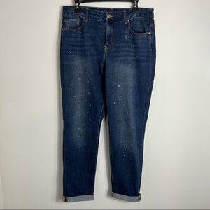 Chicos Embelished Women's Blue Jeans With Rhinestones